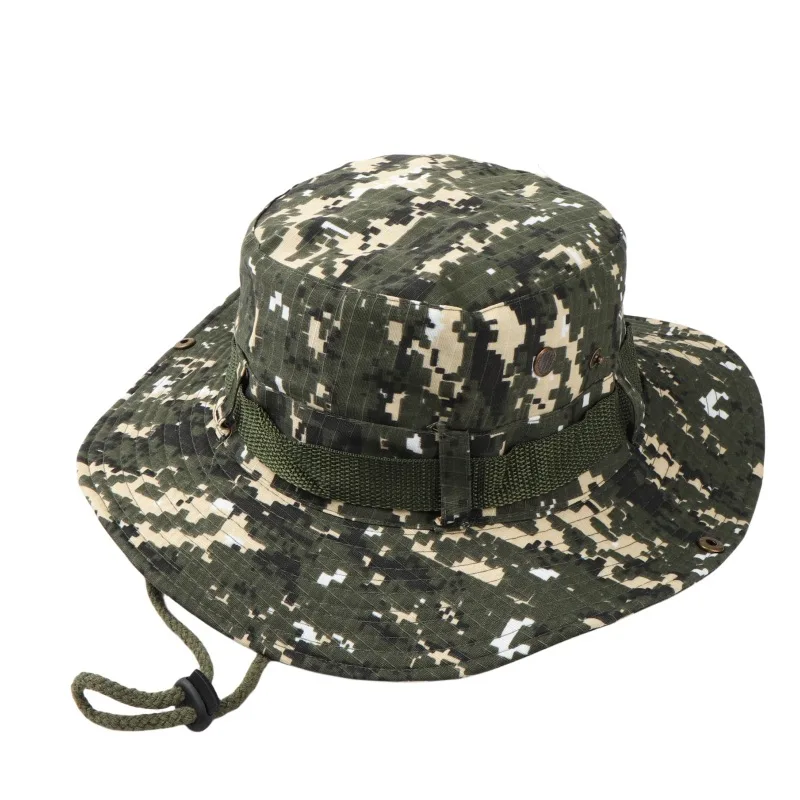 Camouflage hat Outdoor large overhang shade fisherman hat American casual breathable sun fishing jungle basin sun hat sun protection hat fisherman hat
