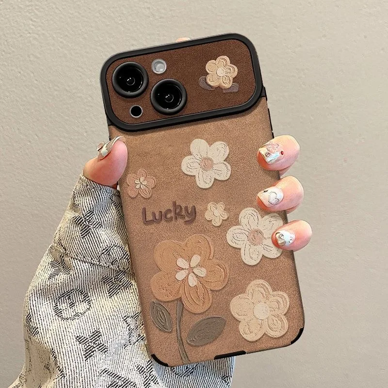 Retro Floral Shockproof Phone Case with Wrist Strap