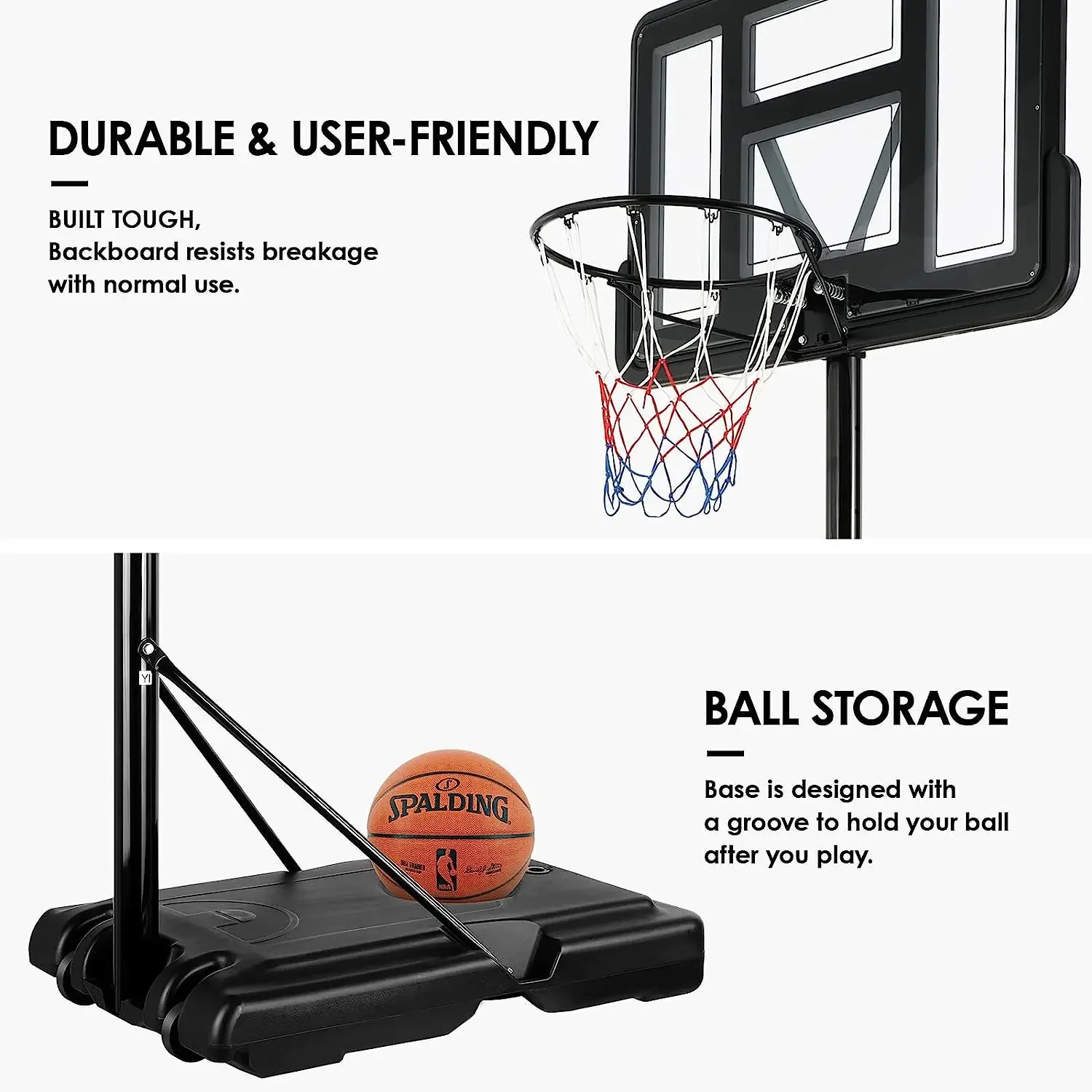 Panier De Basket Portable Réglable - 190 Cm Max - Inclus Ballon Et Pompe - Pour Intérieur Et Extérieur, Enfants Et Adultes
