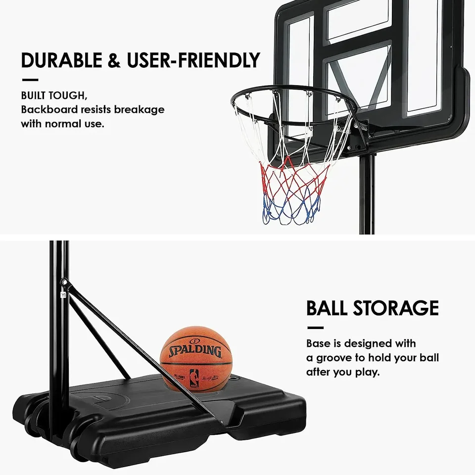 Canestro Da Basket Esterno 135-305cm - Professionale Regolabile In Altezza Per Esterno Ed Interno Con Ruote E Supporto Per Pallone - Per Parco, Casa E Giardino - Foto 13