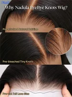 Perruque sans colle Nadula Bye Bye Knots en cheveux humains bouclés birmans avec pointes à boucles au doigt, brun châtain, dentelle pré-coupée 7x5 avec cordon de serrage 6