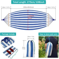 Canvas Hammock Anti-Roll Double Camping with Curved Wooden Poles Outdoor Swing Bed for Two 4