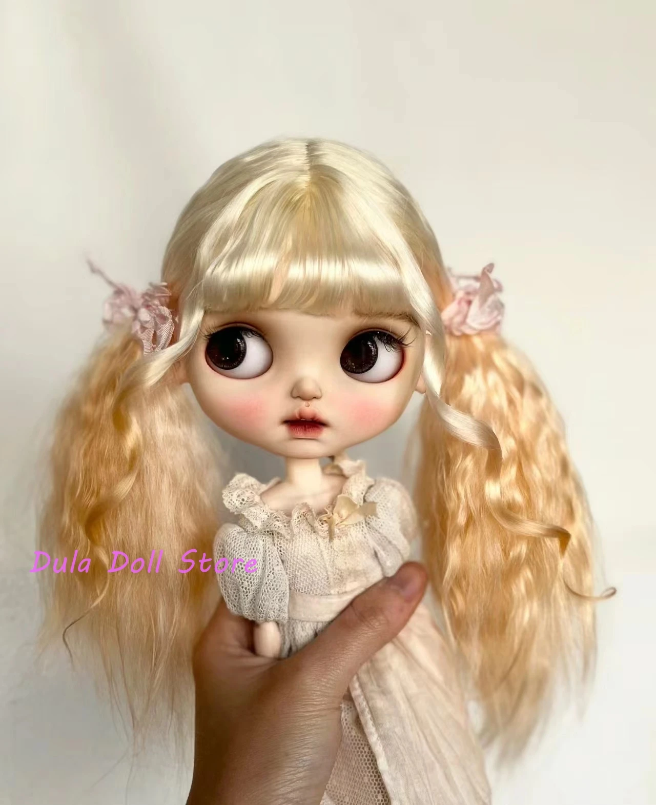 Фото Кукольные парики Dula для Blythe Qbaby, натуральные мохеровые волосы с переходом цвета, Твердые швы для головы 9-10 дюймов №3