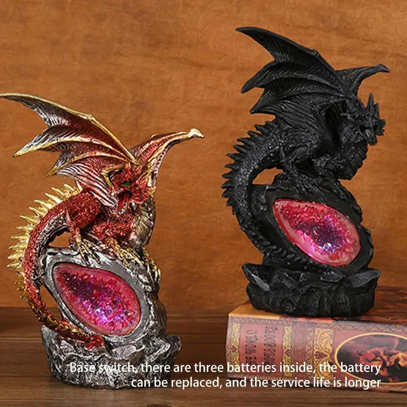Uova Di Dinosauro Luminose Drago Sacro Halloween Lavva Base In Resina Statue Di Drago Battle Dragon Ornaments For Halloween Decor Gifts