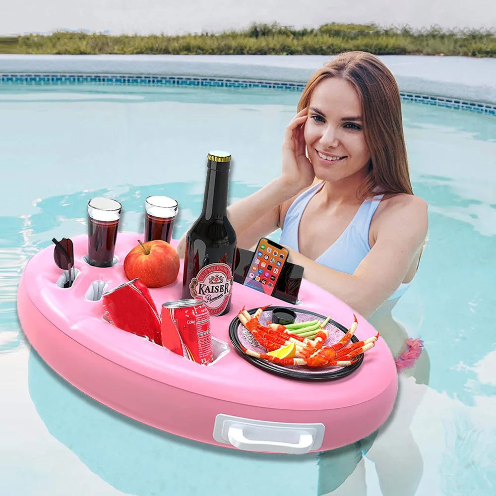 Water Party Inflatable Coaster Nine Hole Drink Multifunctional Tray Salad Oval Cup Holder Bar Inflatable Fruit Drink Holder