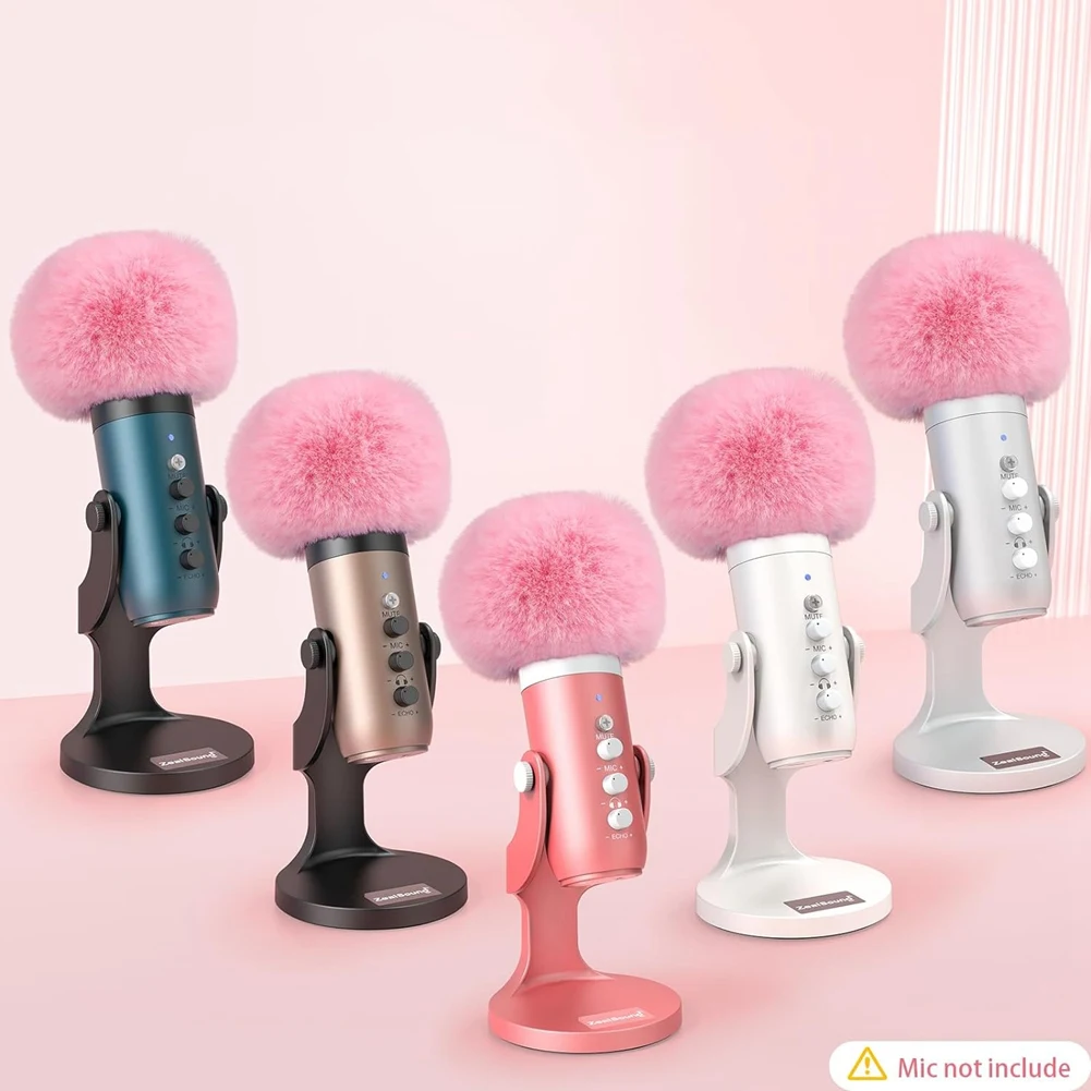 Mic Foam Cover for Blue Yeti Microphone,Mic Foam Cover with Furry Windscreen Muff Windshield for ZealSound K66 Pink