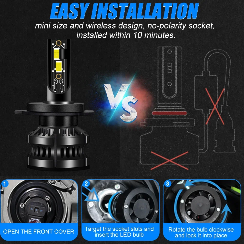 2개 Z8 60W H7 H4 LED 헤드라이트 HB3 HB4 9005 9006 H8 H11 H16(JP) 9007 9004 H13 9008 9012 HIR2 LED 전구 자동차 헤드램프 12V 6000K