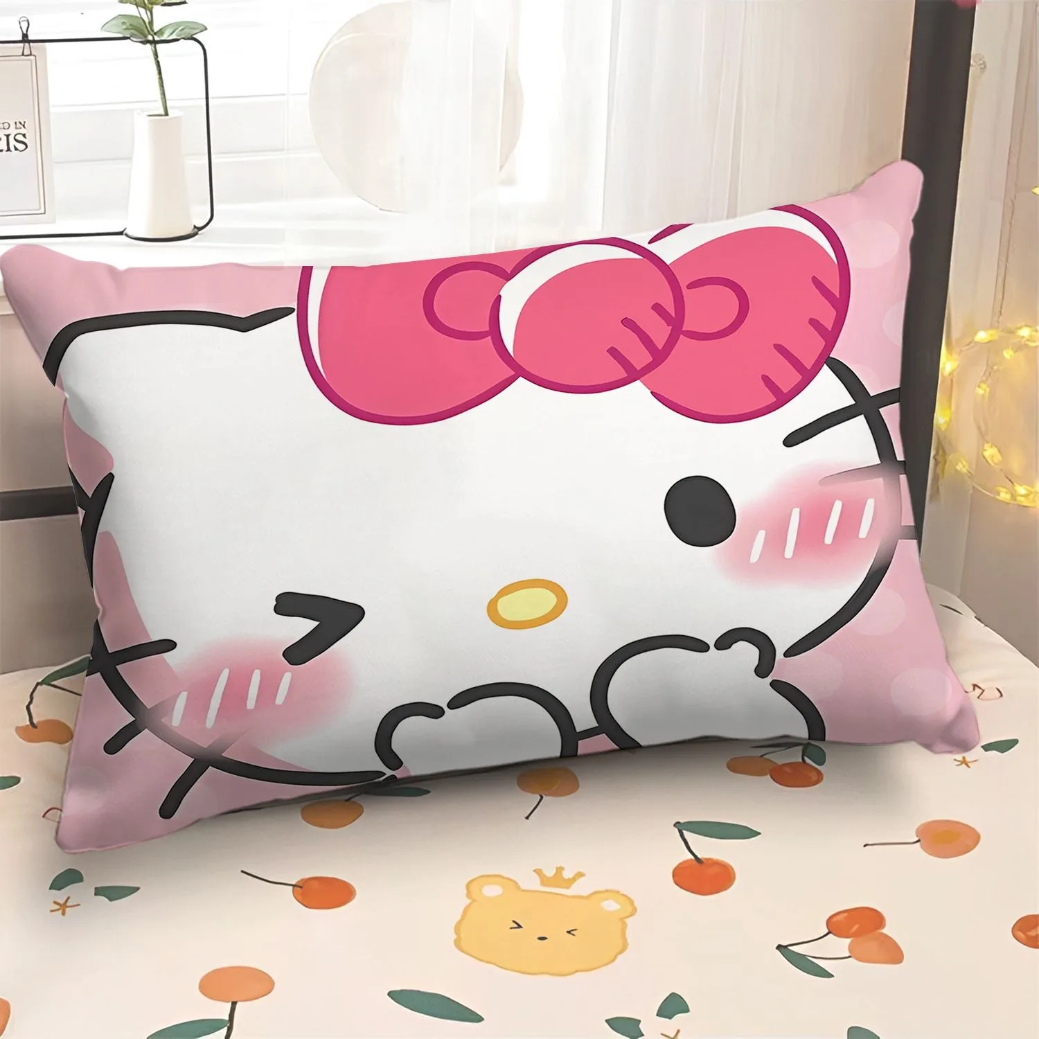 Cartoon cute Hello Kitty pillowcase girly children's room pillowcase living room sofa cushion cover home bedroom decoration 2