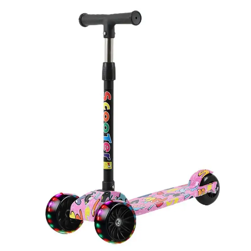 Children's Kick Scooter 3 Wheels Folding Foot Scooters LED Shine Balance Bike Adjustable Height Skateboard Kick Scooter For Kids