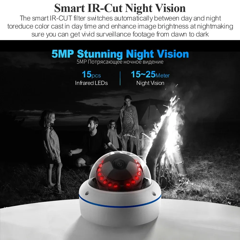 Techage Super HD 4MP 5MP PoE IP Camera Dome Indoor Eplosion-proof CCTV Camera Audio Recording P2P Video Surveillance