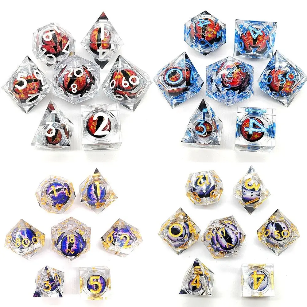 

7PCS Party Toys Resin Dragon Eye Dice New Board Game Crystal Game Dices Home Ornaments Halloween Longan Dice Halloween