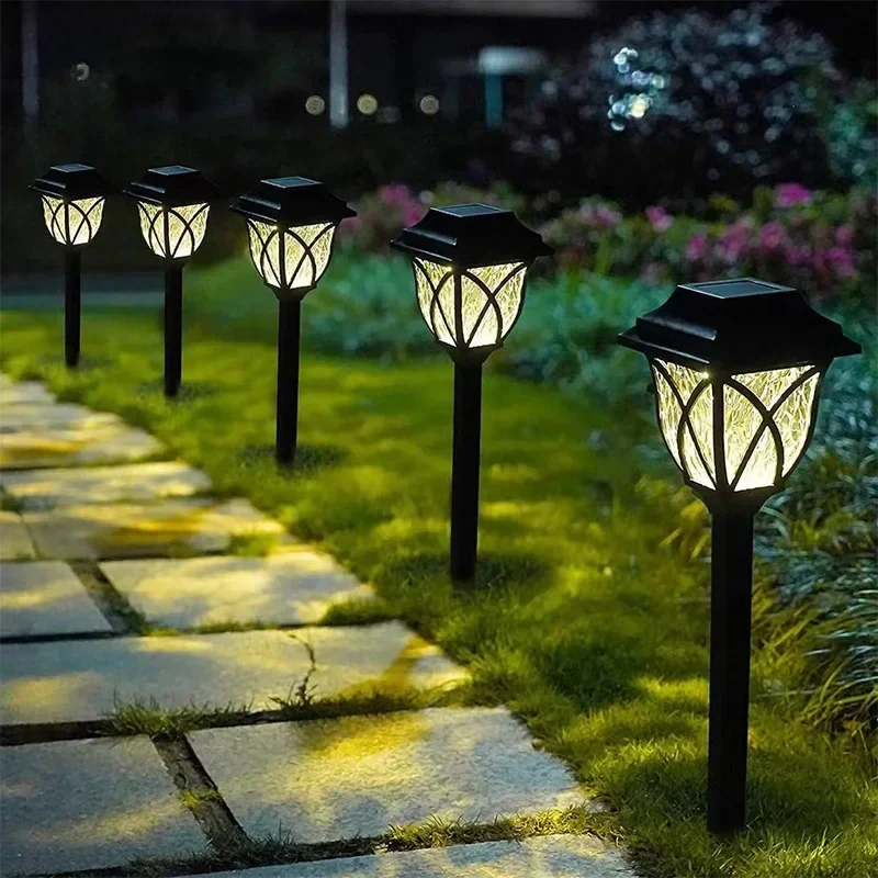 Led Solar Lawn Lights Outdoor Waterproof Warm Light Garden Decoration Lamp For Walkway Path Villa Yard Driveway 2 pcs led round ball shape lamps solar power for outdoor garden yard path lawn road courtyard ground garden lights decoration