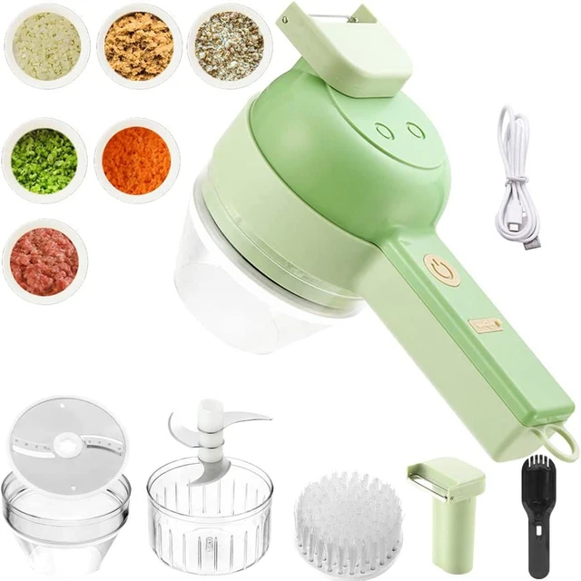 4 in 1 Portable Electric Vegetable Cutter Set Wireless Food Processor for  Garlic Pepper Chili Onion Celery Ginger Meat - AliExpress