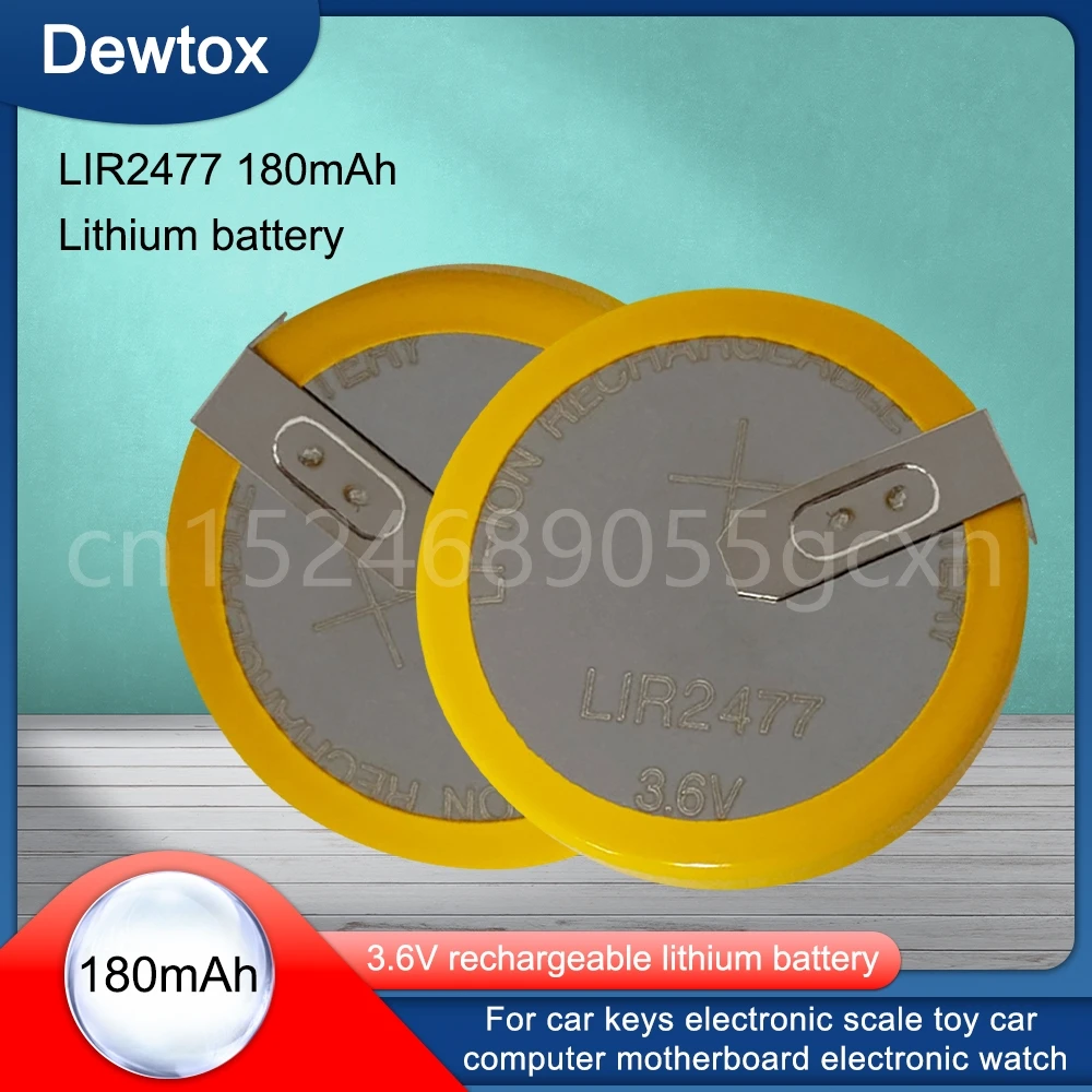 

LIR2477 button rechargeable battery with solder feet 3V can replace CR2477 with Welded Pin 180 degrees
