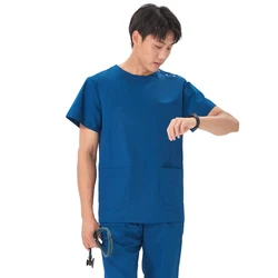 Professional Navy Crew - Neck Medical Scrubs Set for Healthcare Professionals (Indigo)