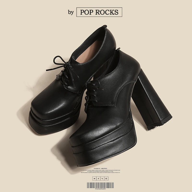 

New Brand Women Platform Pumps Super High (8cm-up) Wedding Shoes Square Toe Party Genuine Leather Ladies Thick Bottom Shoes