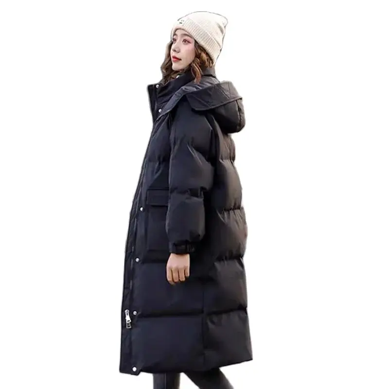 

Women Keep Warm Over The Knee Thickened Joker Hood Winter Long Down Cotton-Padded Jacket Women's Korean Version Loose Personalit