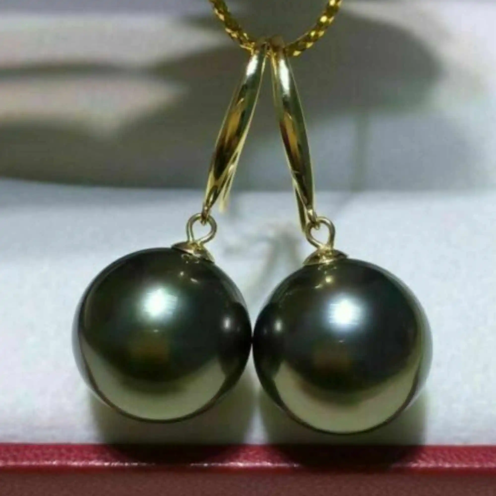 

16mm Natural black Tahitian round shell pearl 14K gold earrings CARNIVAL Accessories Thanksgiving Jewelry Women Halloween Hook