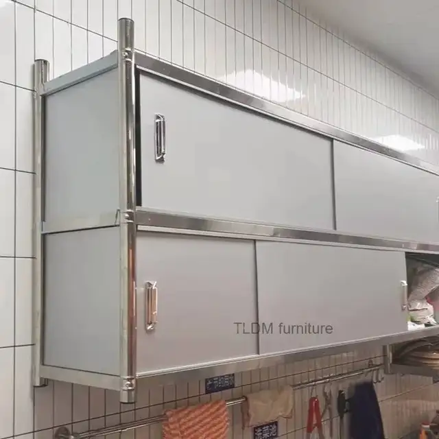 ตู้ครัวสแตนเลสอเนกประสงค์ทันสมัยแบบติดผนัง ตู้เก็บของแบบมินิมอล ตู้ครัวแขวนผนัง 5