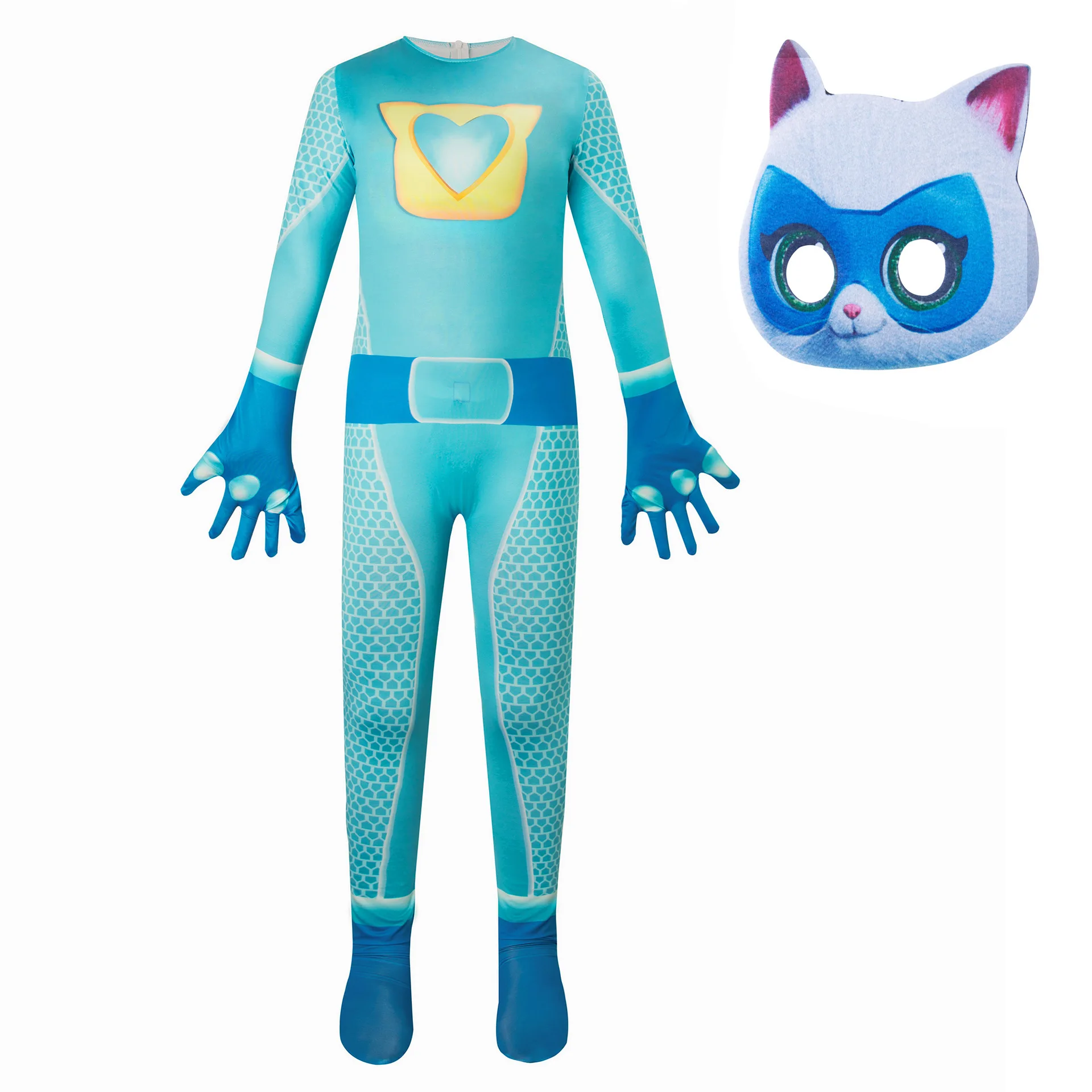 

SuperKitties jumpsuit, tight fitting Halloween special costume, stage performance costumes, super cats