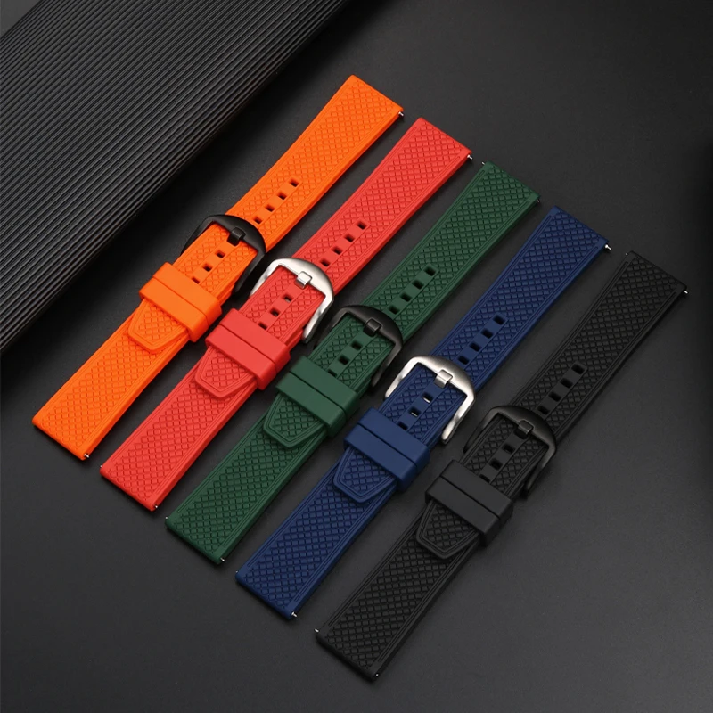 Universal Men's Silicone Dive Watch Strap – Fashionable Waffle Design in 20mm and 22mm Options