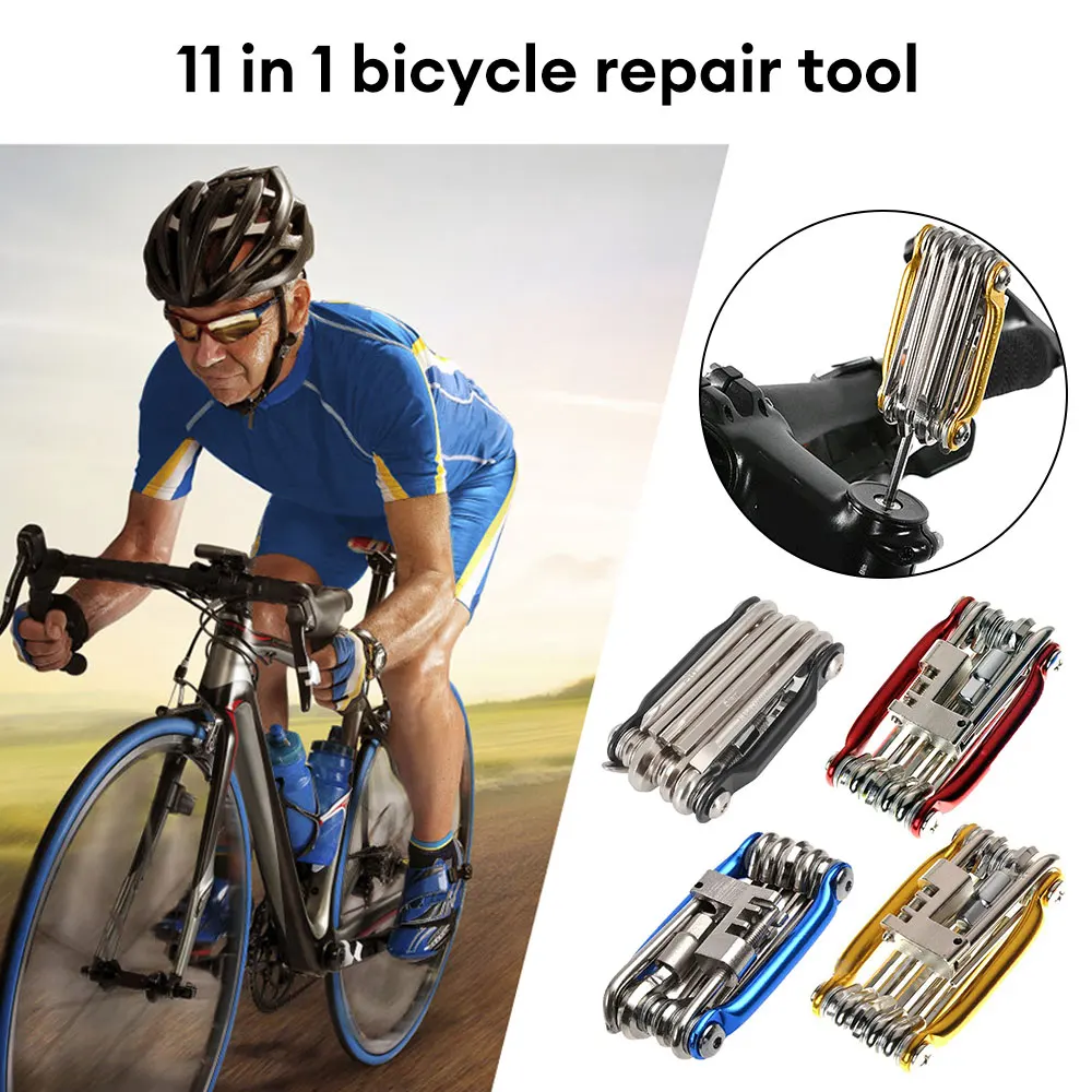 

11 in 1 Multifunctional Bicycle Repairing Set Bike Repair Tool Kit Wrench Screwdriver Chain Hex Spoke Mountain Cycling Tools