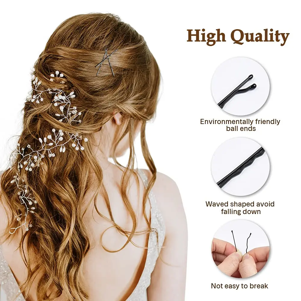 360 Pack 2 Inch Hair Pins with Clear Holder, Bulk Set of Bobby Pins in 2  Styles and 4 Colors