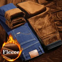 Marque automne hiver chaud flocage Denim doux homme activités polaire ligne hommes jean noir bleu gris couleurs 3