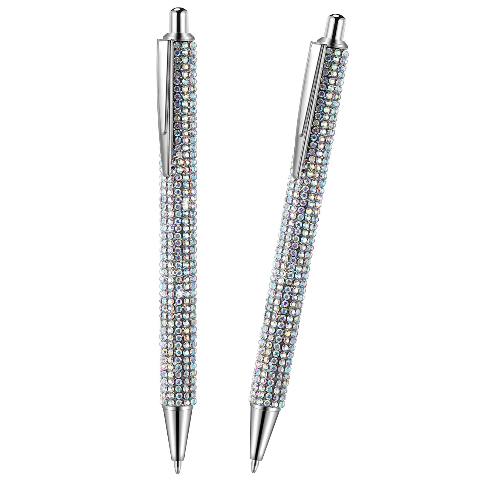 

2Pcs Metal Ballpoint Pens Black Ink Gift Pens Diamond Big Crystal Bling Pen For Bridesmaid Women Girl Classmates