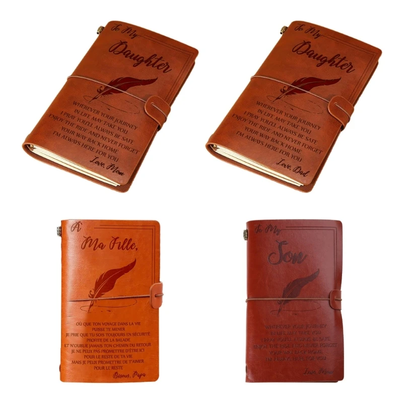 

Advanced Elegant Handcrafted Diary Notebook Engraved Leather Journal Message Note Book to My Daughter Son Man Wife