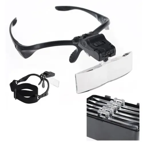 Magnifier Glasses 2 Led 1/ 1.5/2/ 2.5/3.5 X Jeweler Watchmaker DIY Magnifying Glasses Double Eye Glass Loupe Lens Repair Tool watch repair tool magnifying glass jewelry magnifier jeweler repair magnifier jewelry magnifying glass soldering magnifier soldering repair magnifier