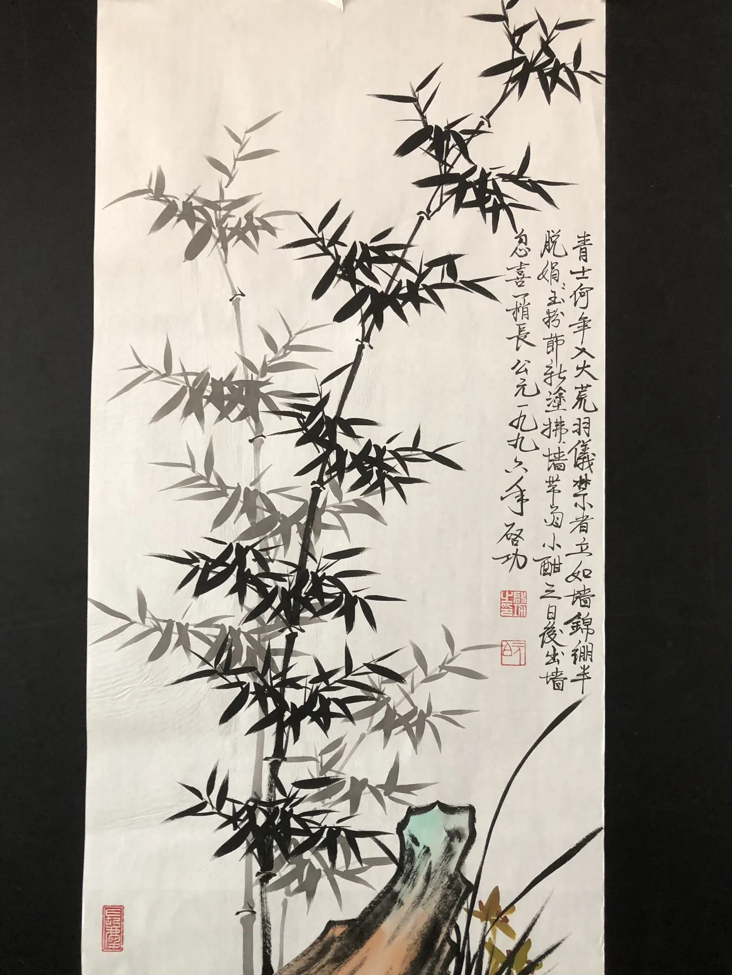 

Bamboo Painting Core Pure Hand-painted Work With Watermark Certificate Home Crafts Sudy Living Room Decoration Ornament