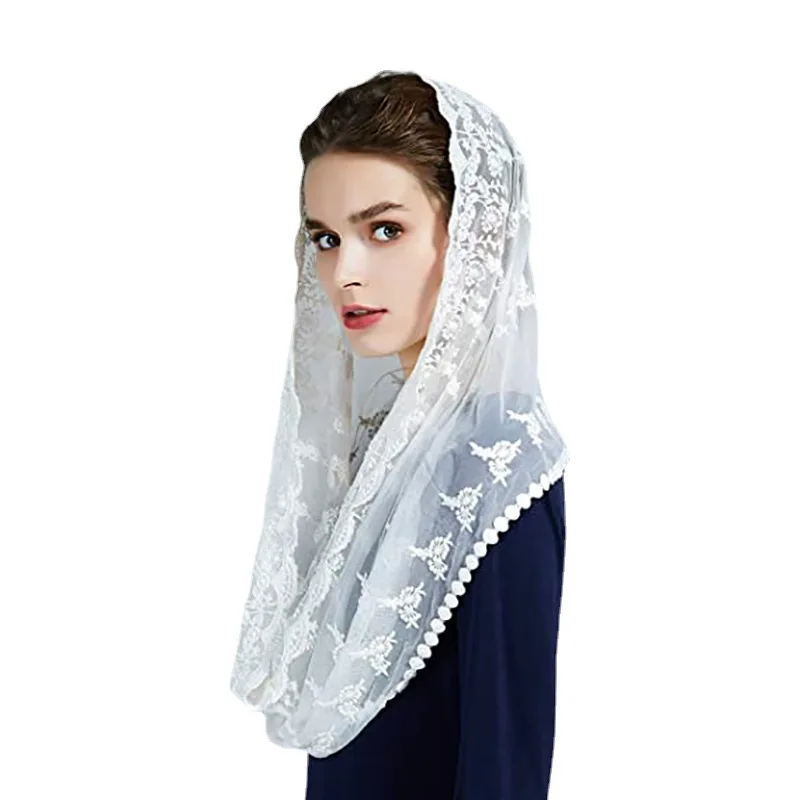 LINLIJIA Voile Catholique En Dentelle Mantilla élégant Motif Floral