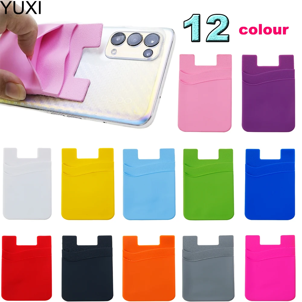 1pc Silikon Handy Zurück Karte Halter Brieftasche Stick Auf Klebstoff Bargeld ID Weichen Klebstoff Telefon Karte Halter Mobile zubehör – Detail 1