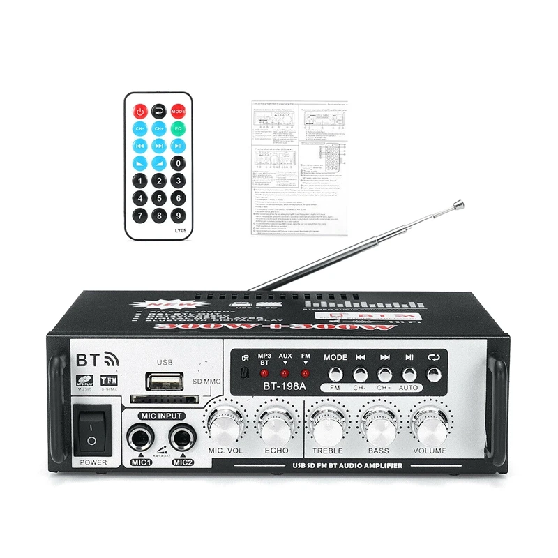 

Усилитель мощности, 600 Вт, Bluetooth, бас, стерео аудио, Hi-Fi усилитель, SD, FM, USB, для домашнего кинотеатра/автомобиля, европейская вилка