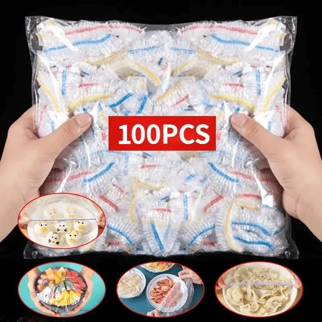 100 pièces réutilisable alimentaire Film alimentaire couvre fruits légumes stockage emballage alimentaire sac de stockage pique-niques et BBQ cuisine sac d'économie de nourriture 6