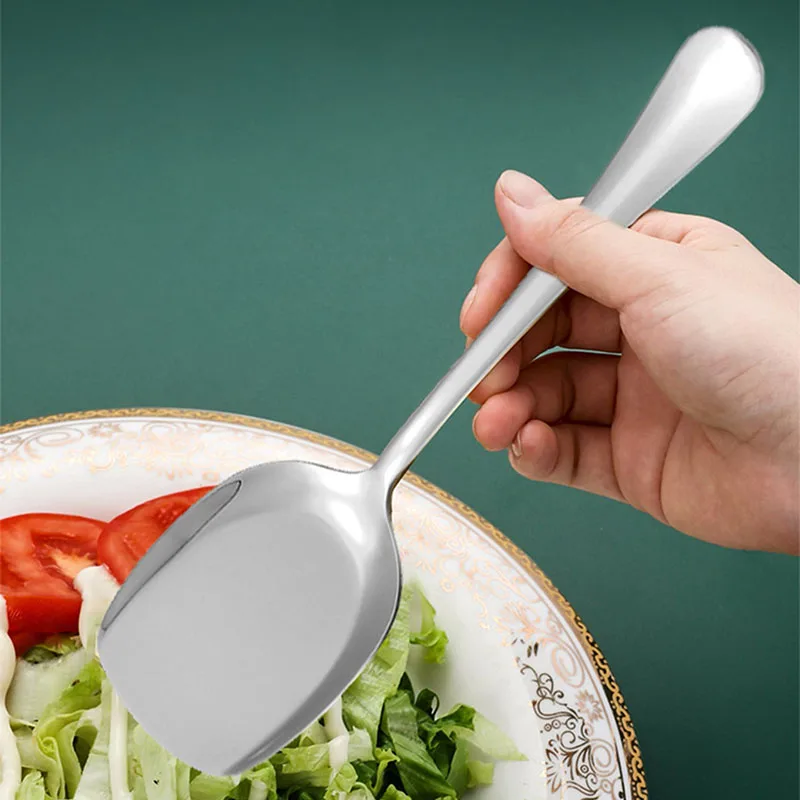2pcs Stainless steel serving spoon household tableware restaurant hotel serving spoon large