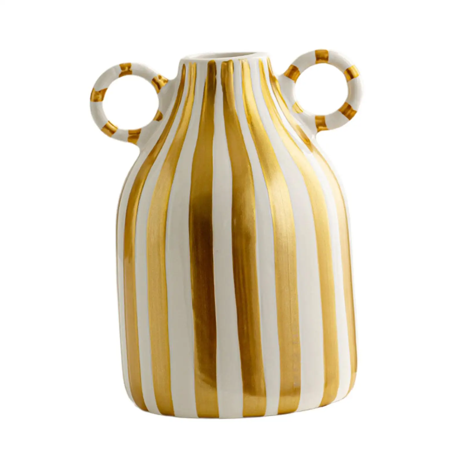 Decorative Flower Vase Ceramic Vase with Handle for Mantel Cabinet Bedroom