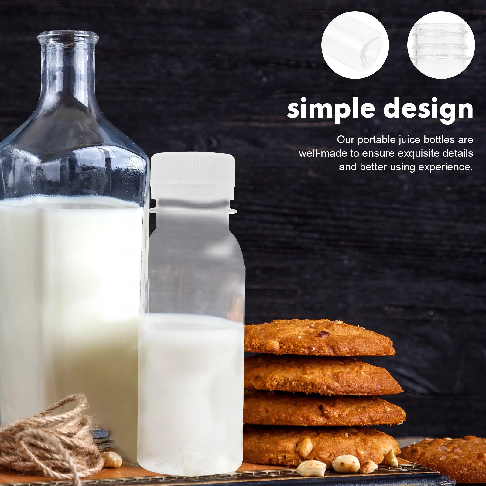 Plastic Beverage Bottle 6pcs Clear Milk Juice Bottle 100ml Milk Breast Storage Bottle With Lid Plastic Child Disposable Beverage Container KitchenSupply
