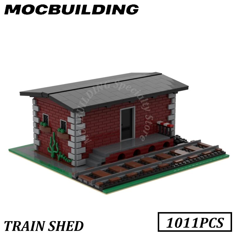 

Train Shed Model City Railway Buildings Display MOC Building Blocks Brick Toys Construction Gift Birthday Present