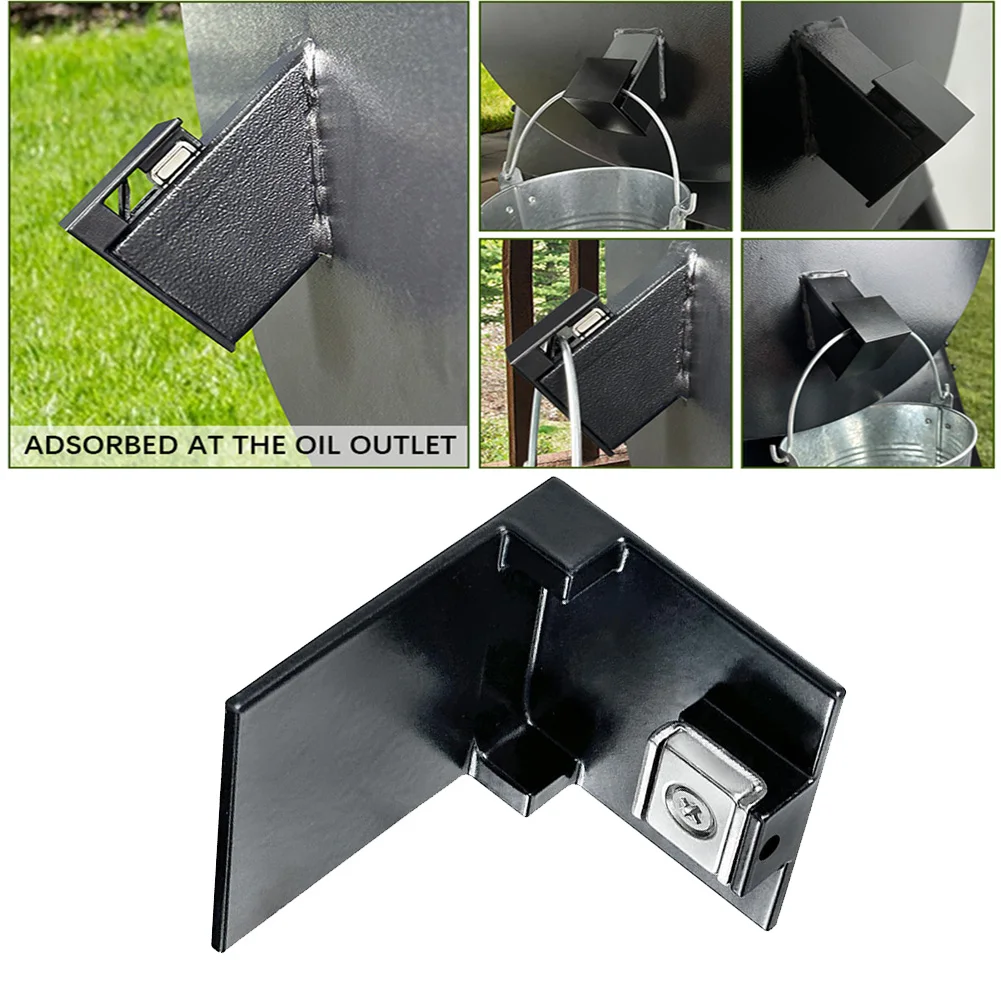 1pc Grease Chute Cover For Traeger Grill, No Touch Metal Grease Trap Cover Alloy Black Kitchen Dining Bar BBQ Accessories
