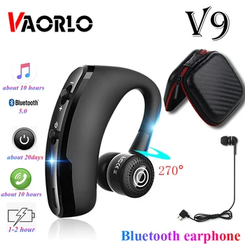 VAORLO V9 비즈니스 무선 이어폰, 블루투스 5.0, 핸즈프리 스포츠 이어버드, 내장 마이크, 음악 헤드폰, 범용 휴대폰