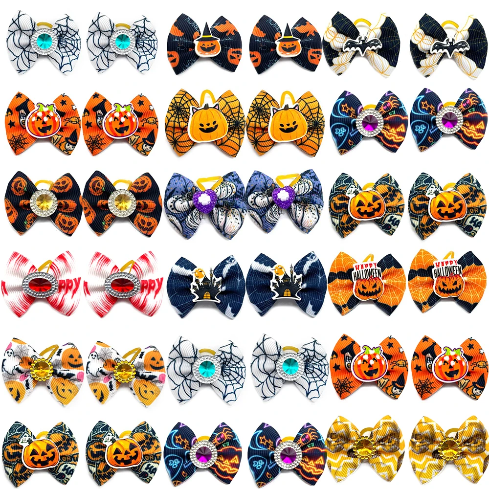 10/20/30pcs Halloween Pet Hair Accessories Small Dog Hair Grooming  Products Pet Supplies Dog Hair Bows Elastic Bands for Dogs 10pcs 20pcs 30pcs new various style pet dog bows pet hair bows rubber bands with diamond dog bow grooming supplies wholesale