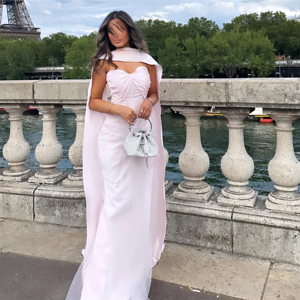 

MINGLAN элегантное розовое вечернее плиссированное платье без рукавов с блестками платье-Русалка длиной до пола со шлейфом модное платье Новинка