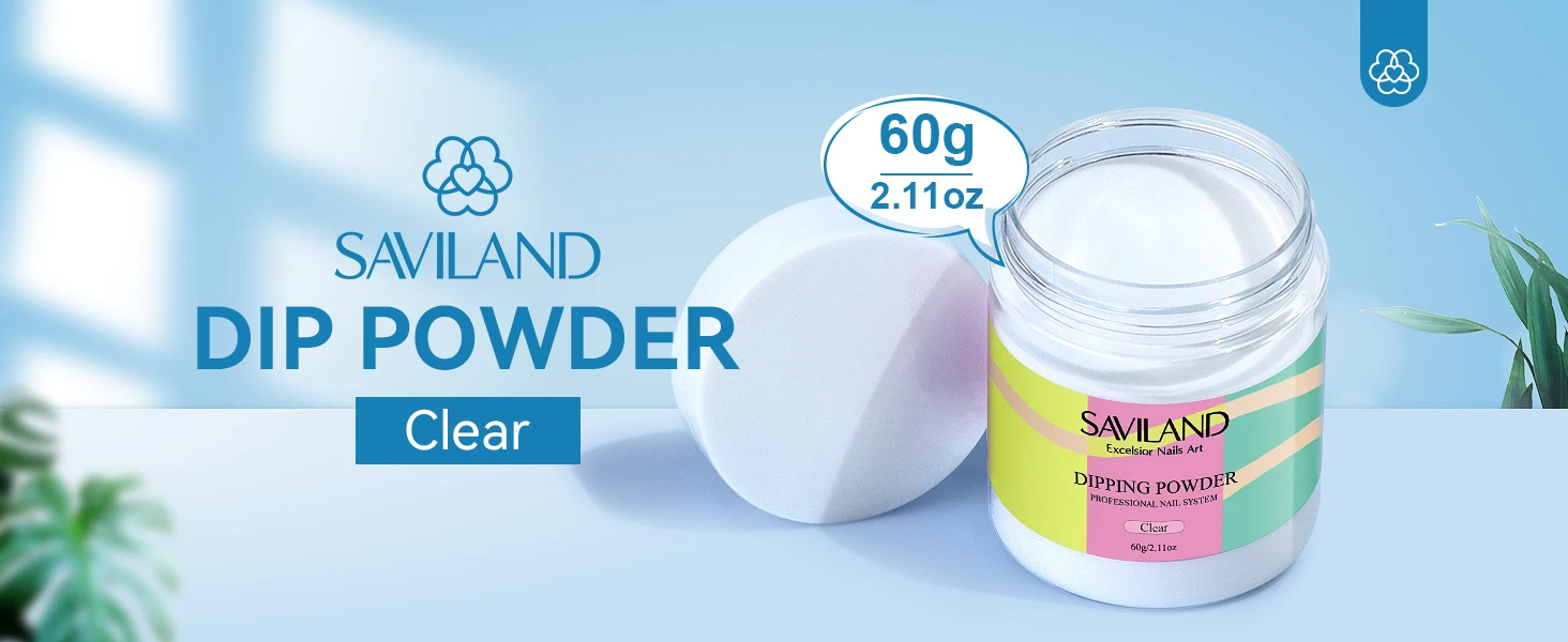 Description Picture 2 of itemSAVILAND 60g Dipping Nail Powder Clear Nude Dip Powder Nature Dry Without Lamp Cure Nail Art Decorations for Nail Art Beginners