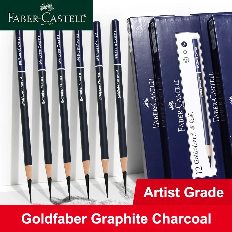 

6PCS Faber Castell Goldfaber Charcoal Graphite Sketch Set EX-Soft Soft Medium Hard Pencils for Drawing Sketching Shading Artists