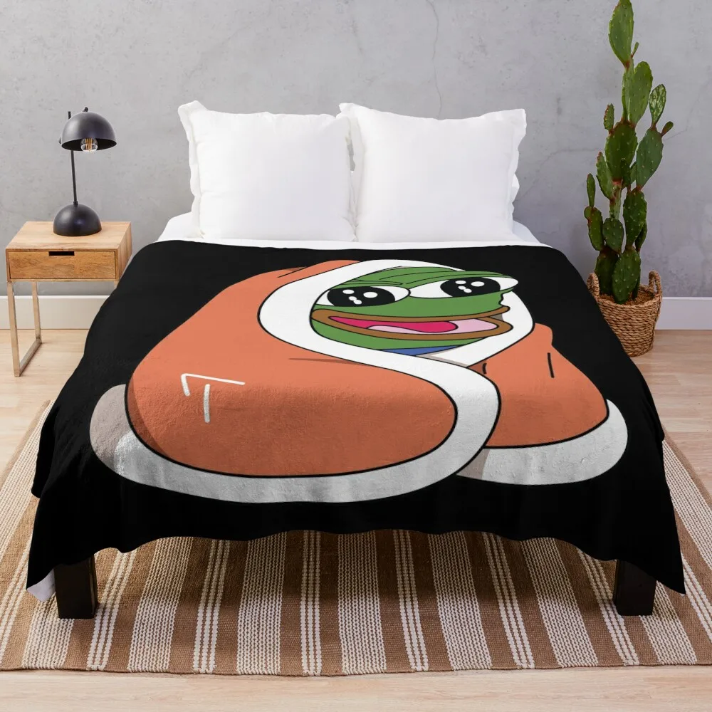 

peepoBlanket Emote High Quality Throw Blanket Bed anime For Decorative Sofa Heavy Furry Blankets