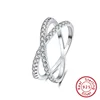 DOREMI Sterling Silver Materials Women Mom Gift Jewelry Pure Silver Double Row Diamond Zircon Cross Ring 2