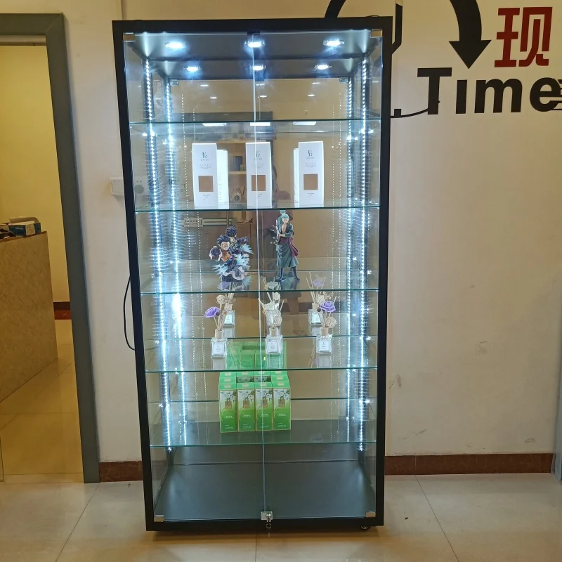 

Custom. mobile phone shop interior design display cabinet glass store display showcase