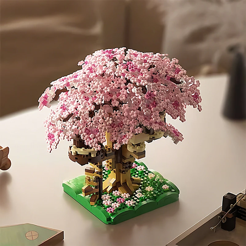 Mini Sakura Tree Building Blocks City Series DIY Cherry Blossom Bricks Treehouse
